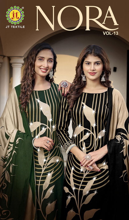 Nora Vol 13 By Jt Rayon Foil Printed Best Dress Material Wholesale Shop In Surat